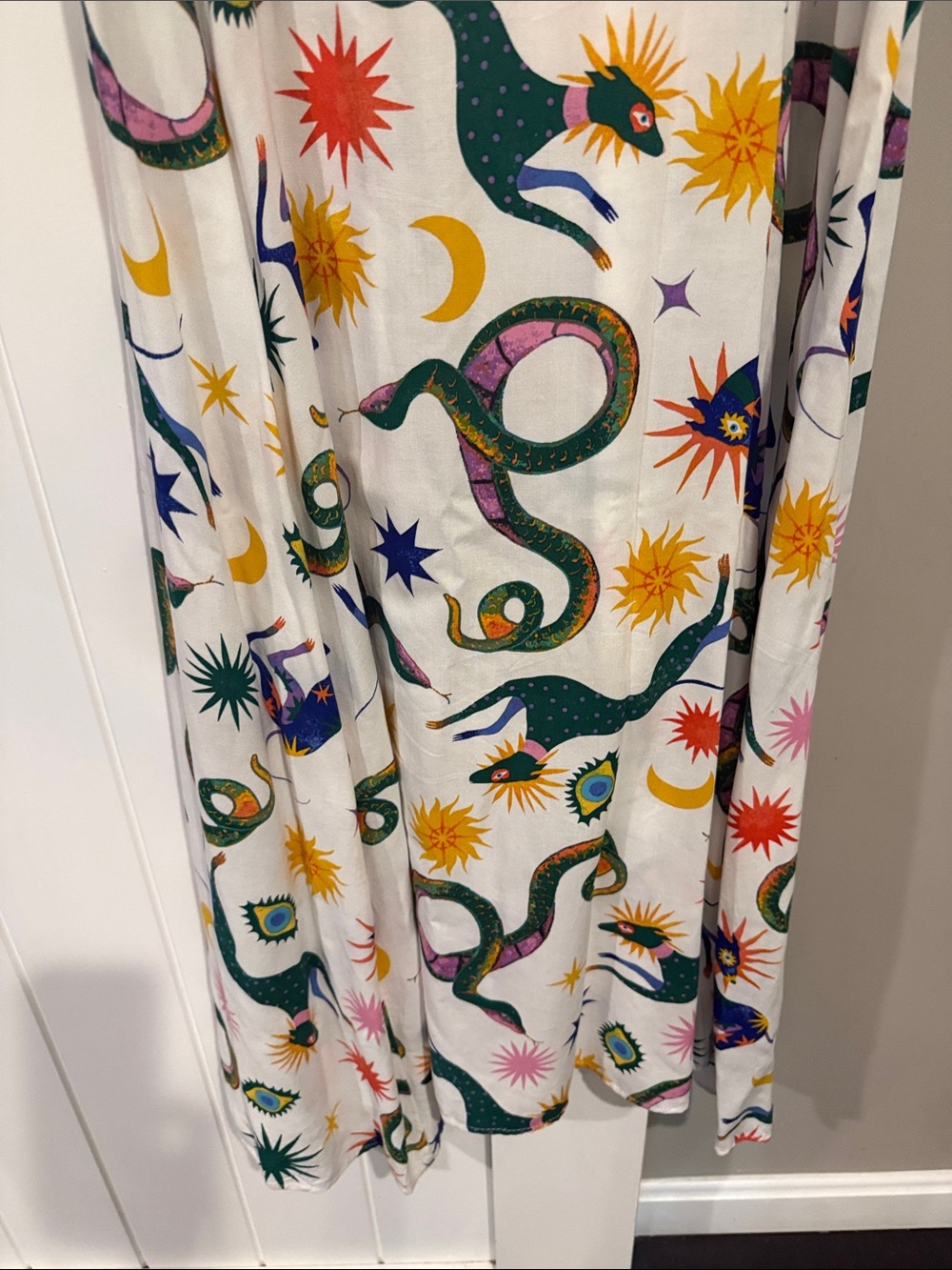 MSK White Maxi Dress with Multicolor Star & Snake Motif - Picture 4 of 7